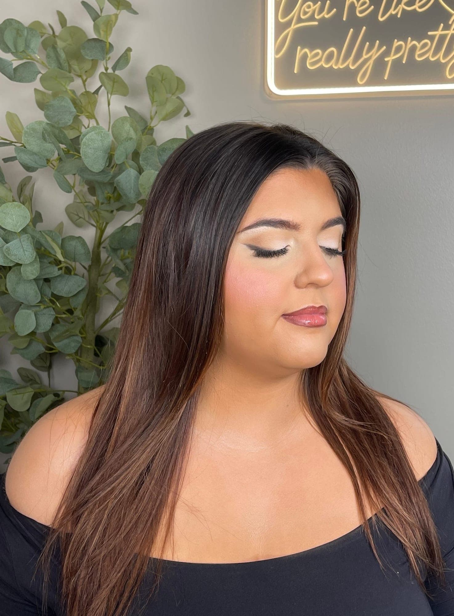 Soft glam with hand-applied lashes, finished and ready for the day
